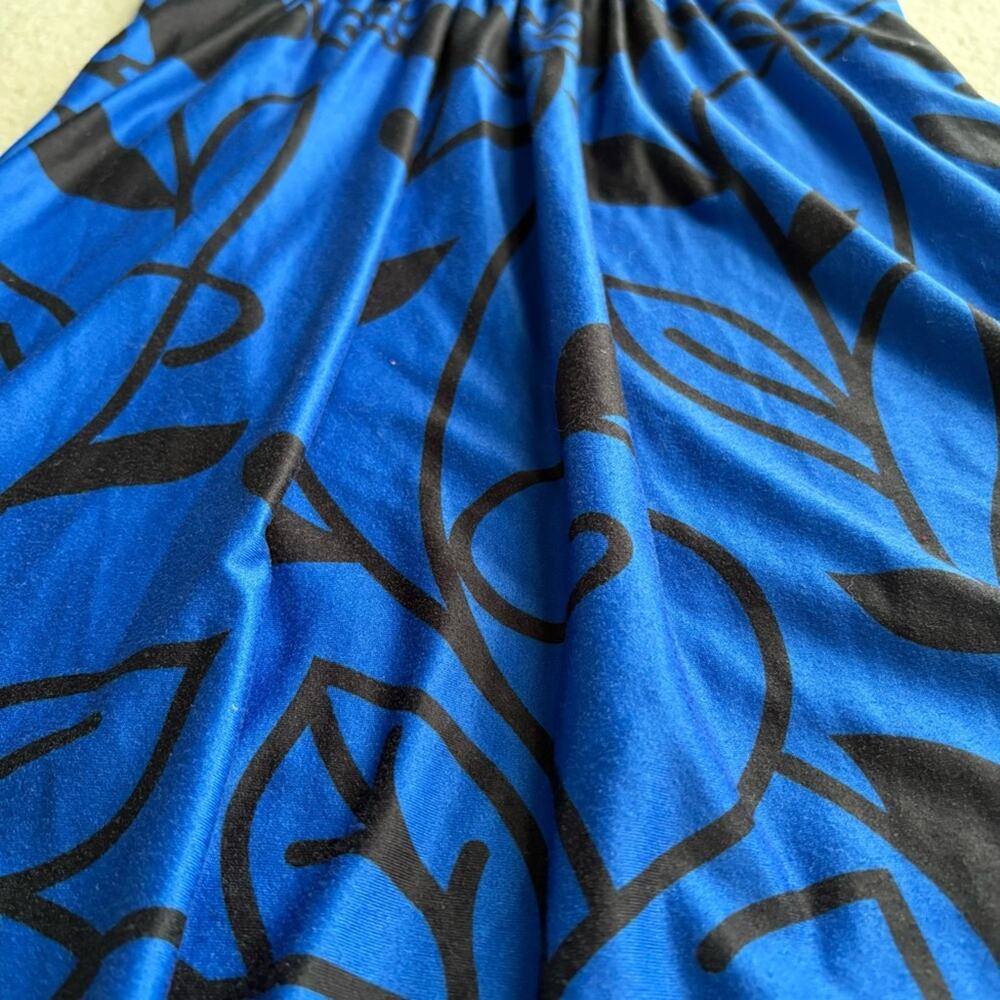 Blue and Black Floral Midi Dress - Picture 3 of 7